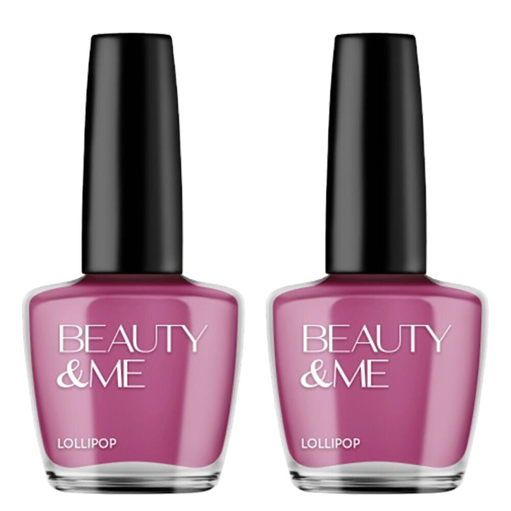 Beauty & Me Lollipop Deep Purple Nail Polish Duo 2x12ml High Shine Long Wear