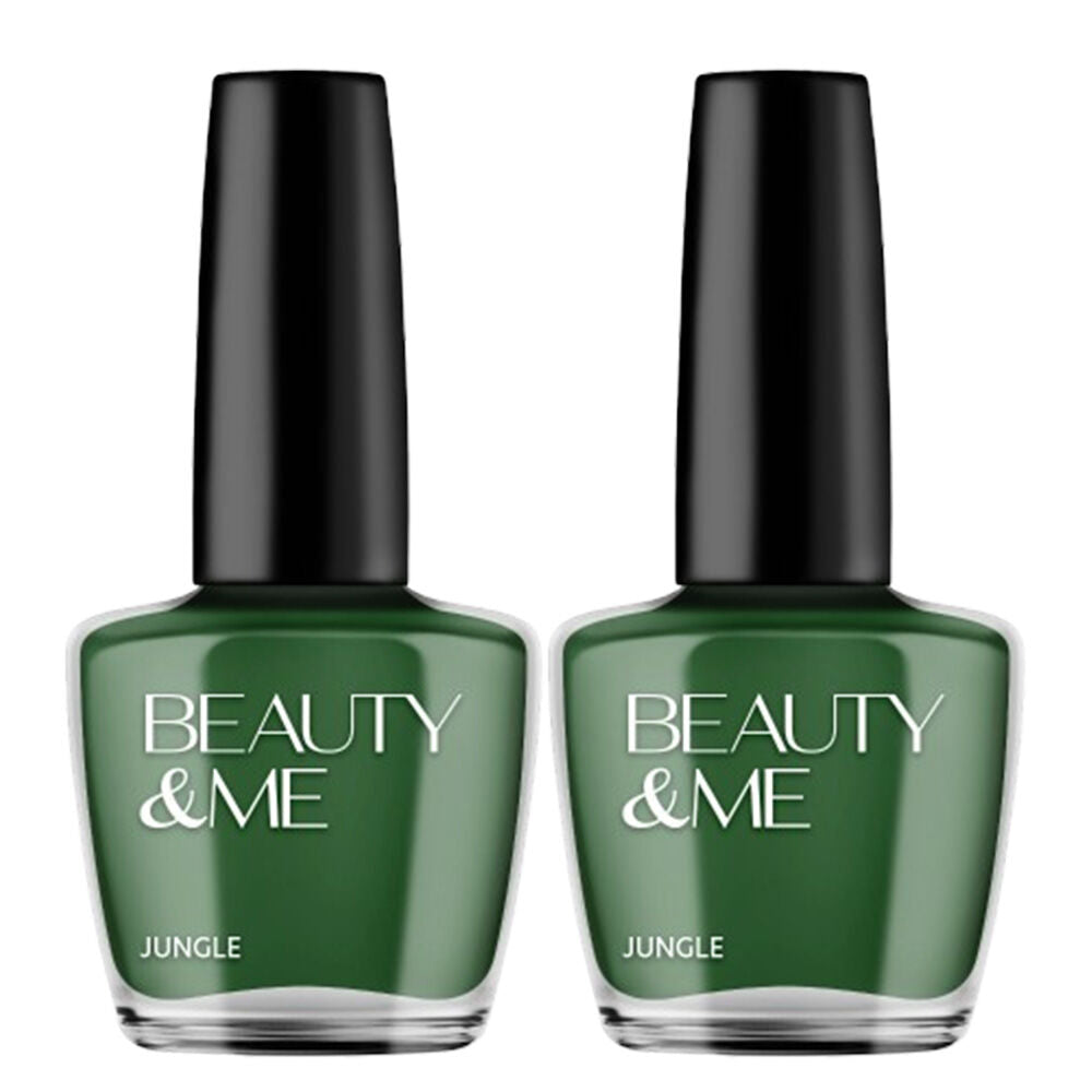 Beauty & Me Jungle Green Nail Polish Duo 2x12ml High Gloss Quick Dry