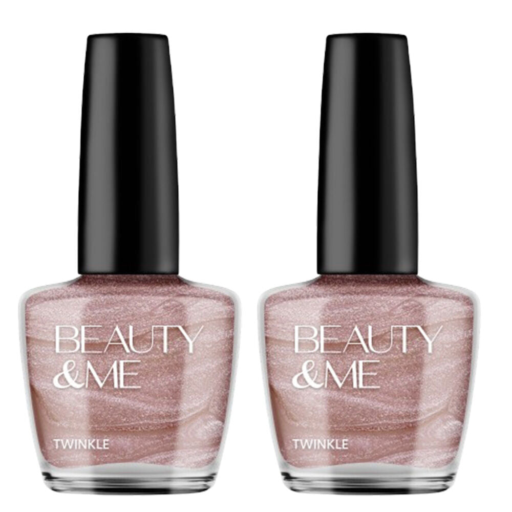 Twinkle Two Tone Metallic Pink Bronze Nail Polish Duo 2x 12ml Beauty & Me