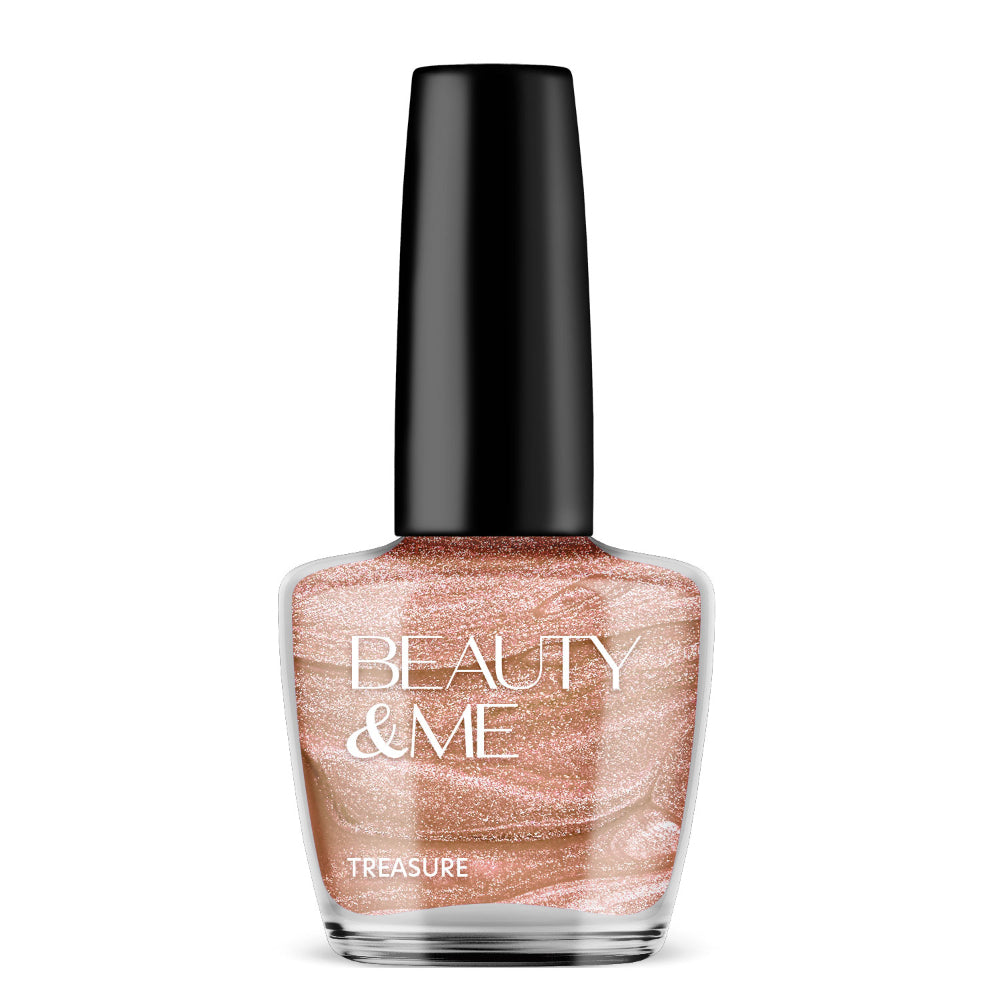 Beauty & Me Treasure Light Pinky Bronze Two Tone Metallic Nail Polish 12ml