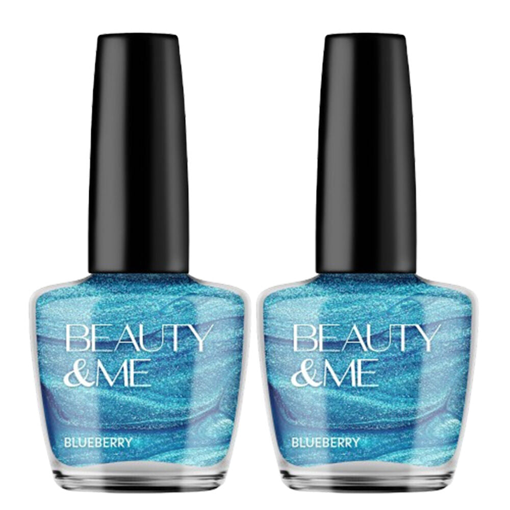 Beauty & Me Blueberry Bright Blue Two Tone Nail Polish Duo 2x12ml