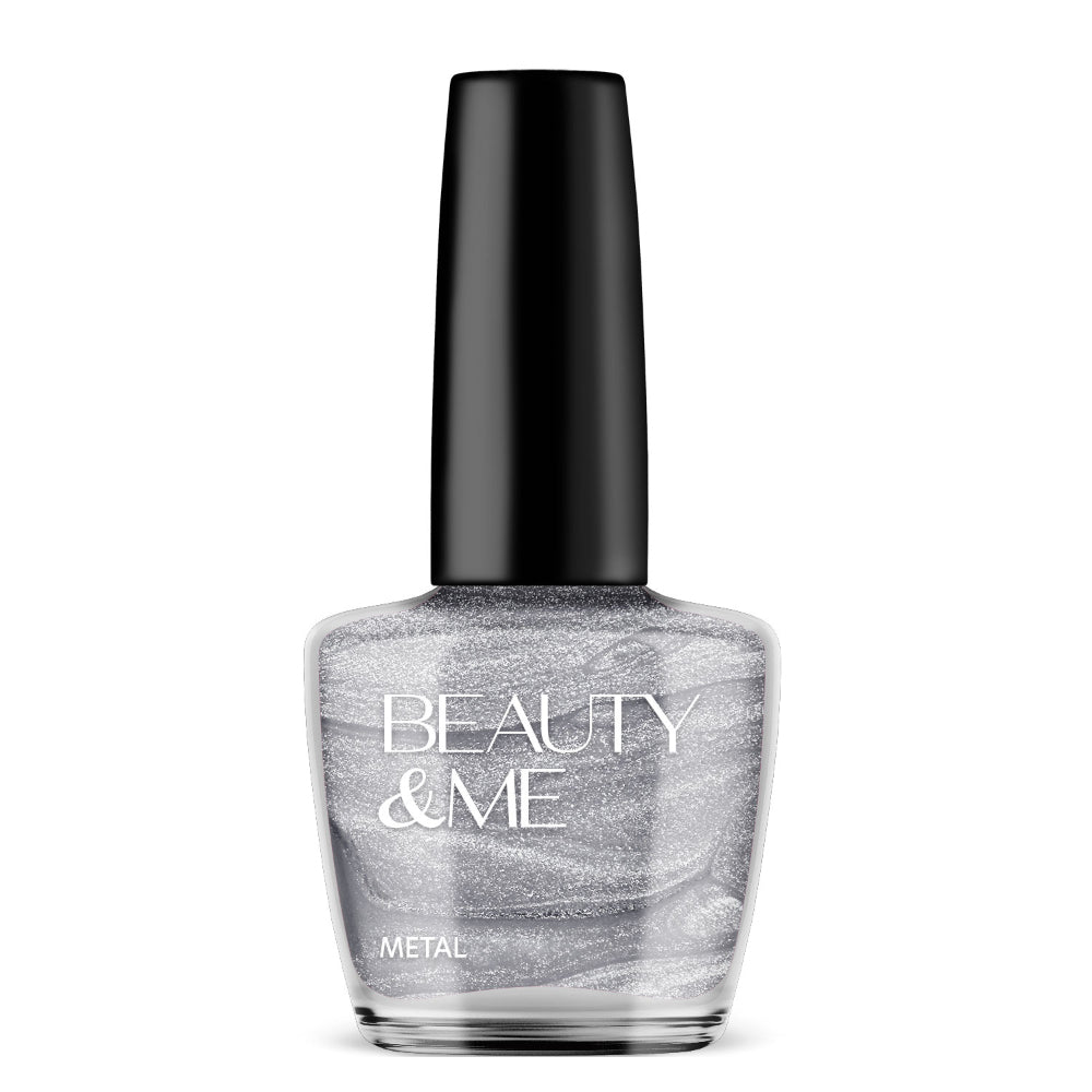 Beauty & Me Silver Two Tone Metallic Nail Polish 12ml Long Lasting Gloss