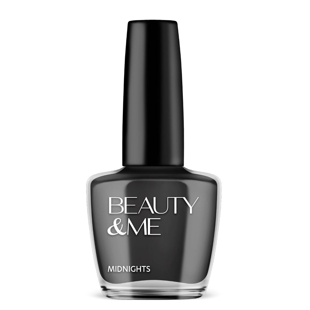 Beauty & Me Midnights Black Nail Polish 12ml Long Lasting Quick Dry Finish