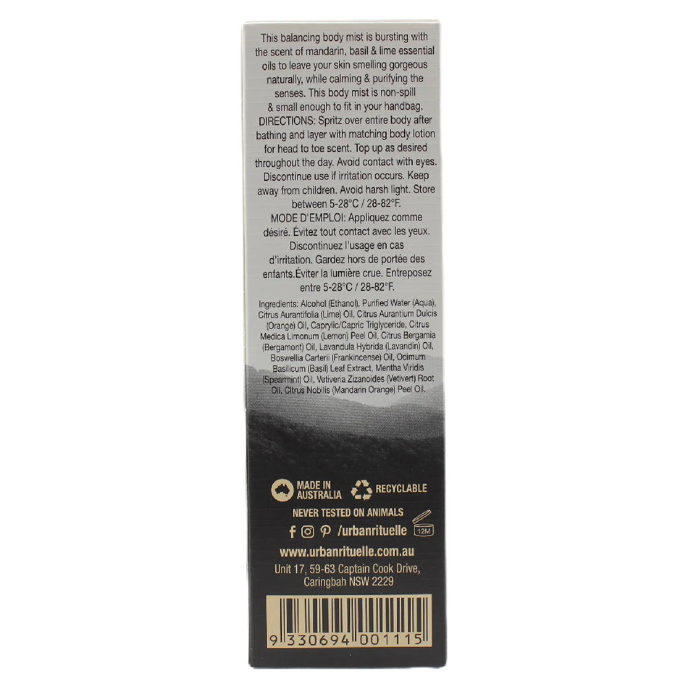 Urban Rituelle Mandarin, Basil & Lime Body Mist 50ml