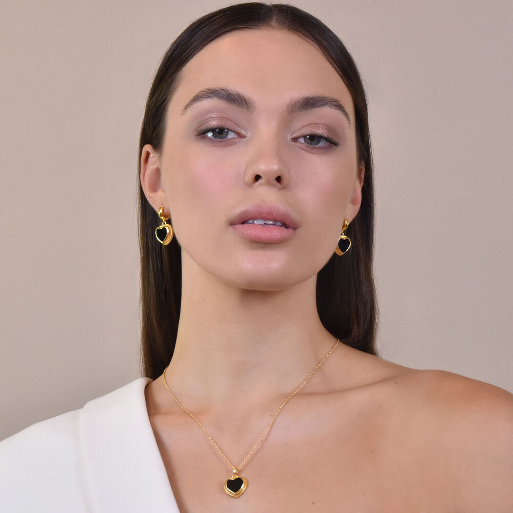 Culturesse Esmeray Earrings & Fabienne Necklace Black Onyx Gift Set