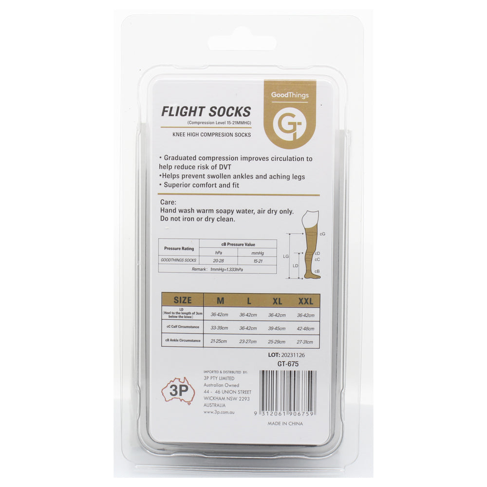 Good Things Medium Knee High Flight Socks Help Prevent DVT - Black