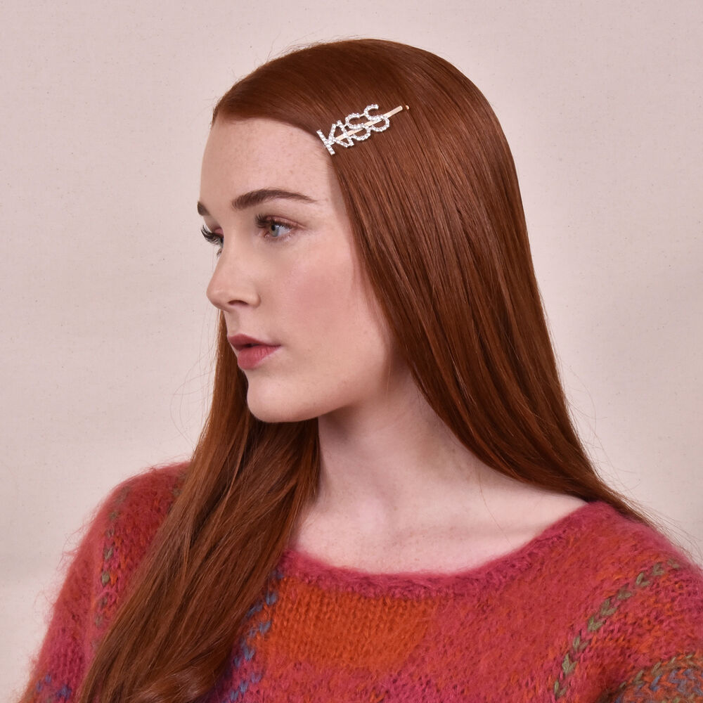 Culturesse Kiss Rhinestone Hair Clip
