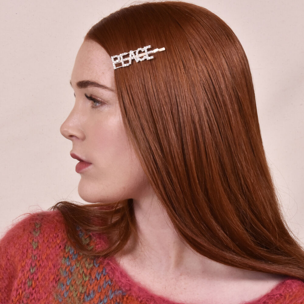 Culturesse Peace Rhinestone Hair Clip
