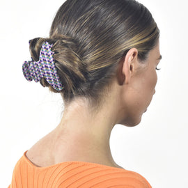 Culturesse Emery Retro Checkered Hair Claw - Crescent