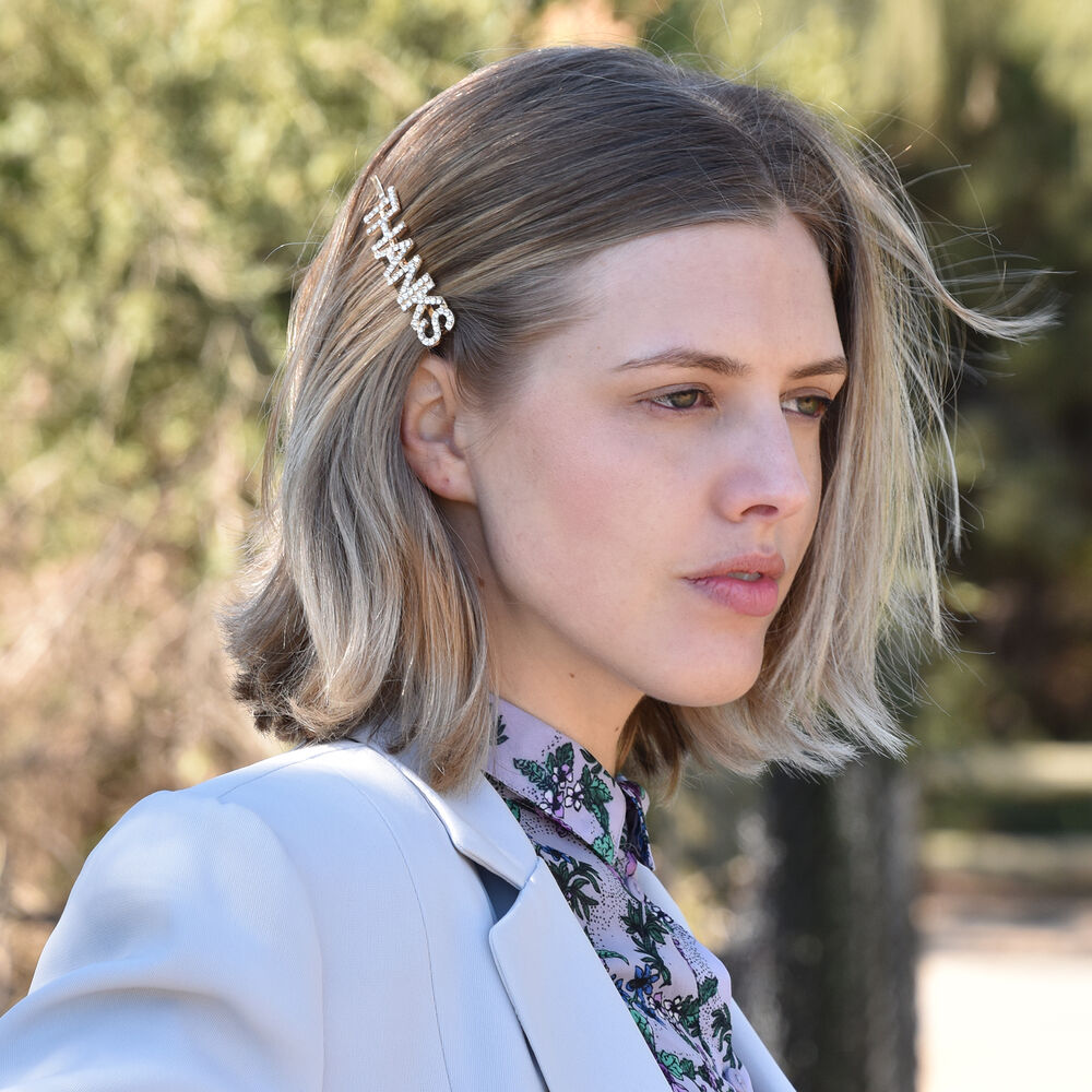 Culturesse Thanks Rhinestone Hair Clip