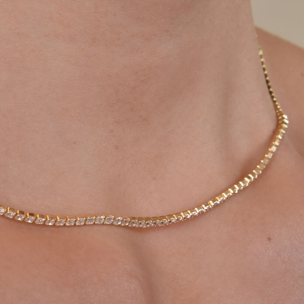 Culturesse Lucille Gold Filled Diamante Necklace / Choker