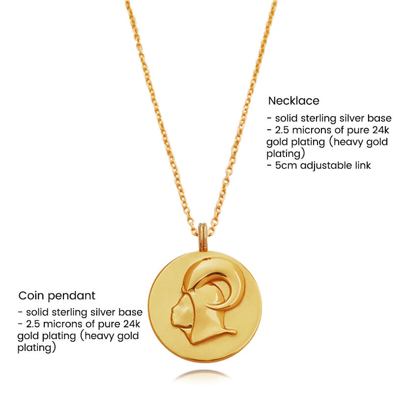 Culturesse She Is Aries Artisan 24K Gold Zodiac Pendant Necklace