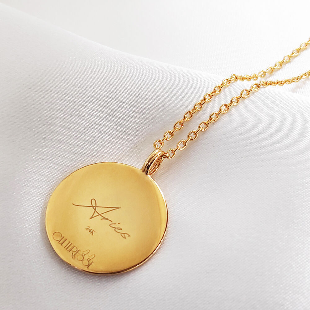 Culturesse She Is Aries Artisan 24K Gold Zodiac Pendant Necklace