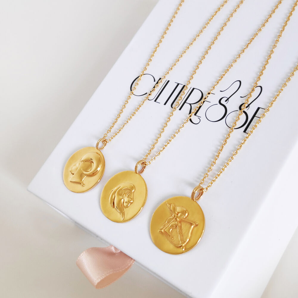 Culturesse She Is Aries Artisan 24K Gold Zodiac Pendant Necklace