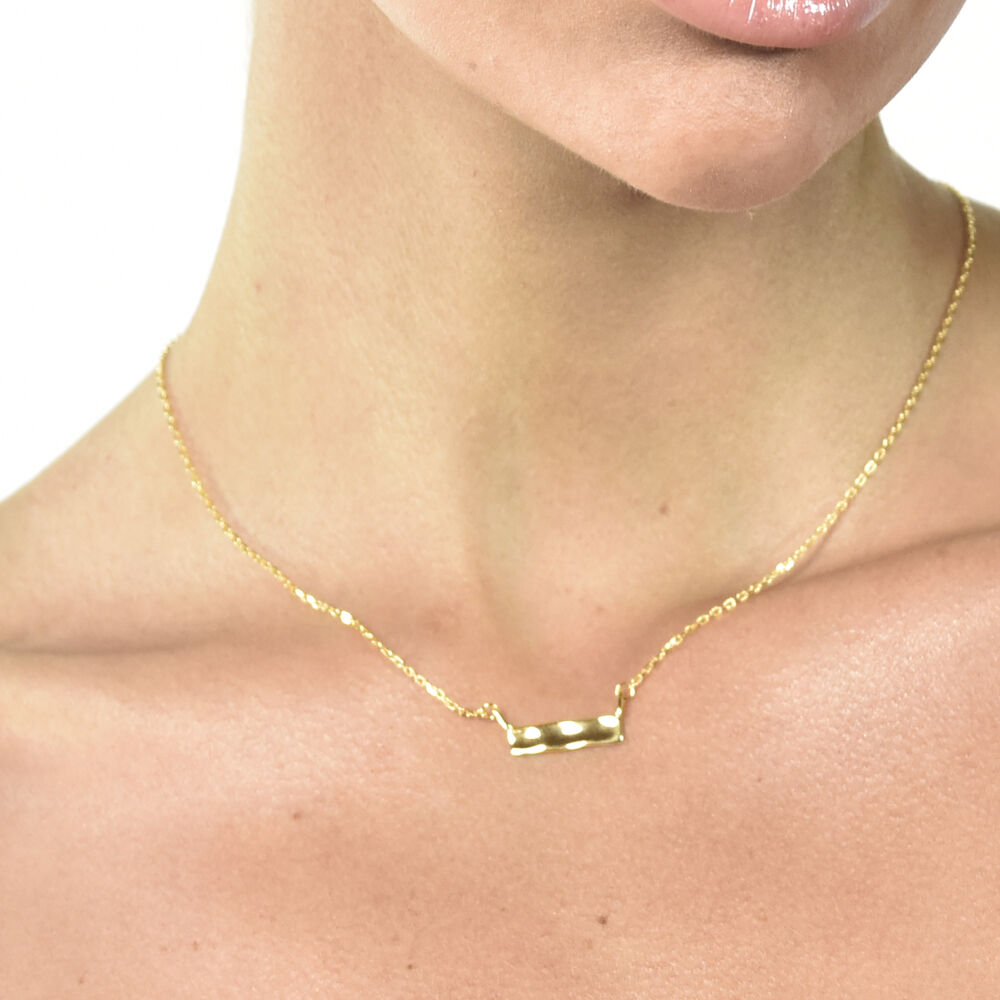 Culturesse Alva Minimal Muse Bar Pendant Necklace (Gold Vermeil)