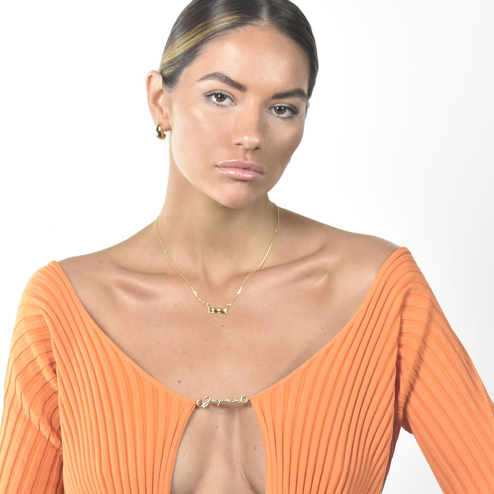 Culturesse Alva Minimal Muse Bar Pendant Necklace (Gold Vermeil)