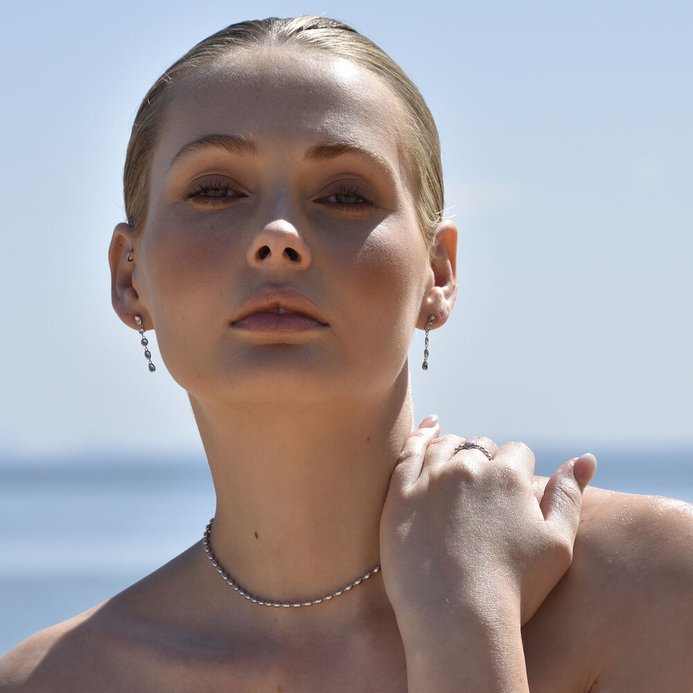 Culturesse Modern Muse Beaded Necklace / Choker (Silver)