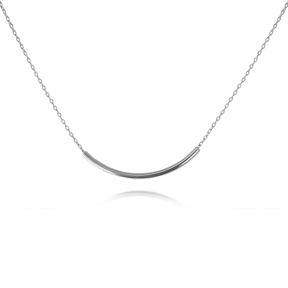 Culturesse Sebier Curved Bar Pendant Necklace (Silver)