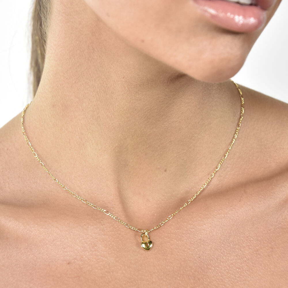 Culturesse Essie Fine Heart Padlock Pendant Necklace (Gold)