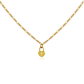 Culturesse Essie Fine Heart Padlock Pendant Necklace (Gold)