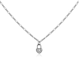 Culturesse Essie Fine Heart Padlock Pendant Necklace (Silver)