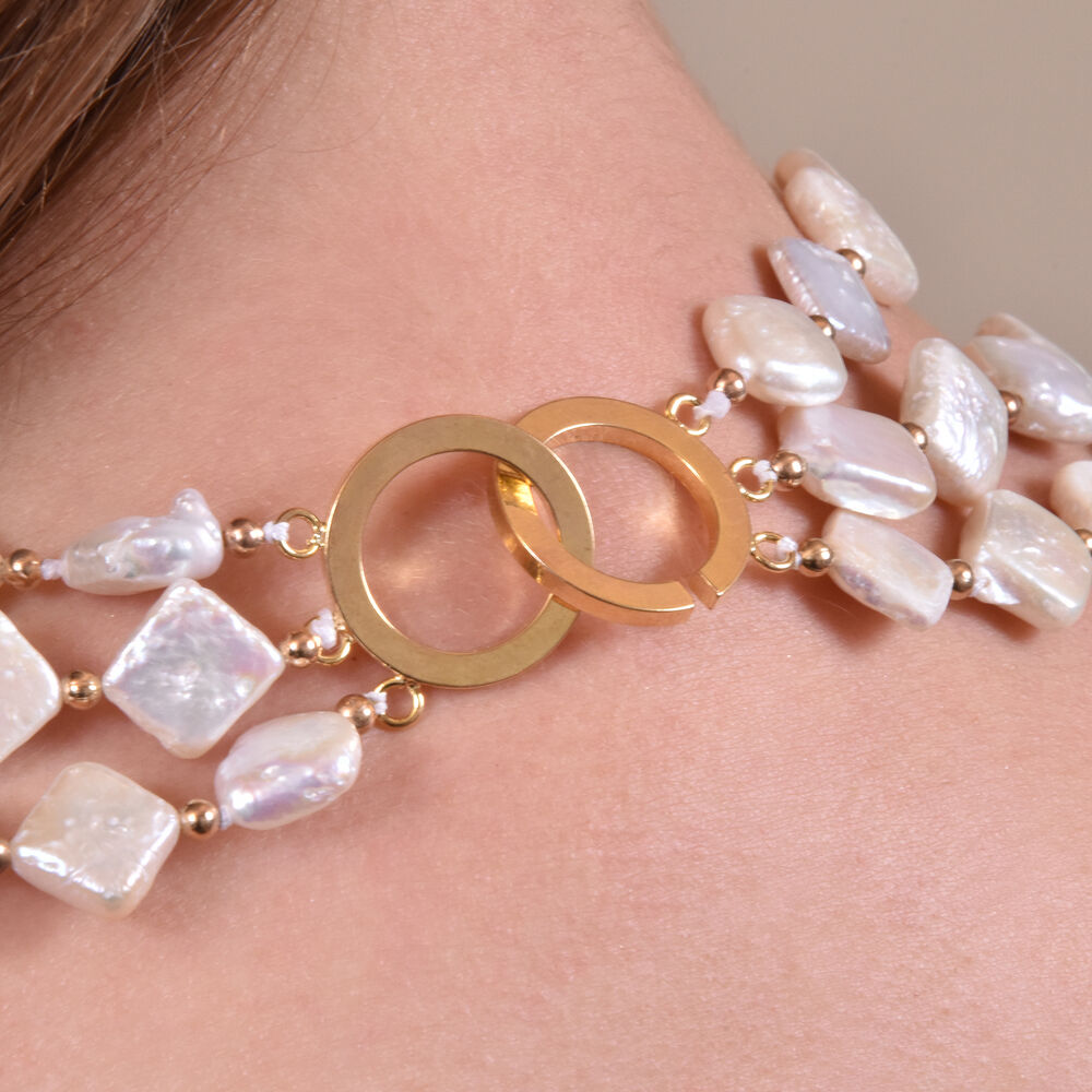 Culturesse Florence Luxury Diamond Pearl Layering Necklace