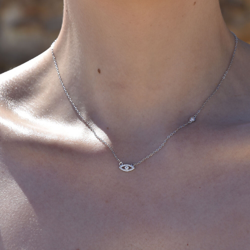 Culturesse Harmonie Fine Evil Eye Necklace (Silver)