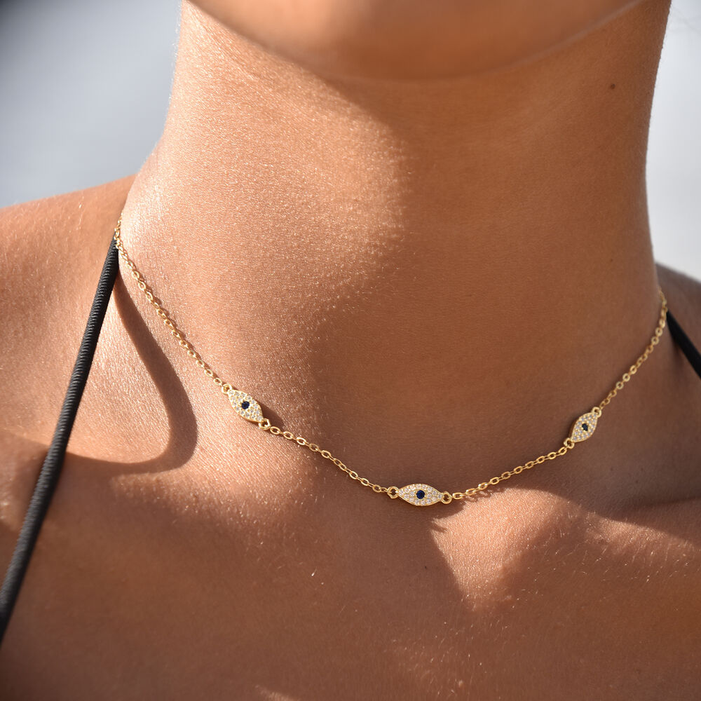 Culturesse Birdie Evil Eye Necklace / Choker (Gold)