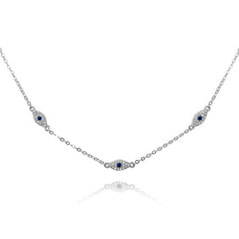 Culturesse Birdie Evil Eye Necklace / Choker (Silver)