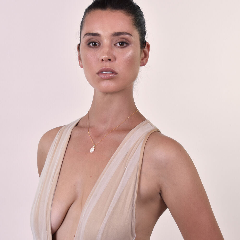 Culturesse Nova 18K Freshwater Pearl Pendant Necklace