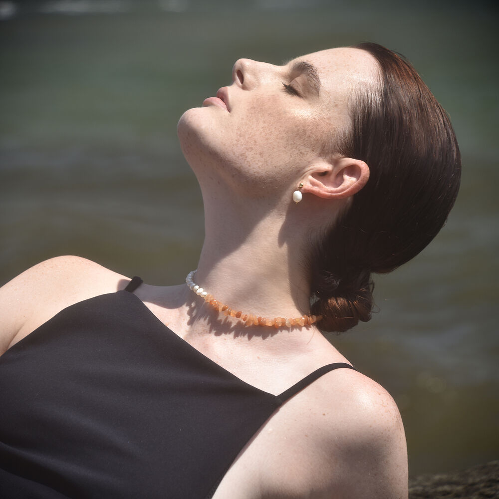 Culturesse Amoret Natural Agate Macadam Pearl Necklace