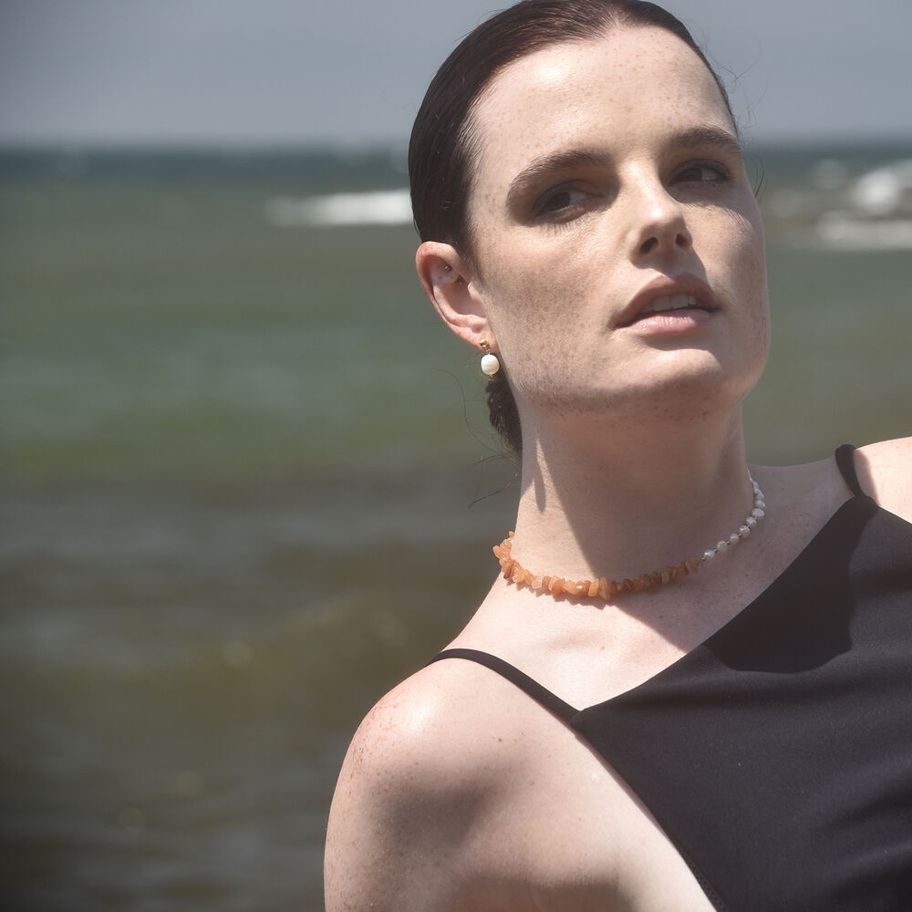 Culturesse Amoret Natural Agate Macadam Pearl Necklace