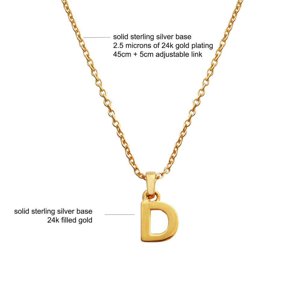 Culturesse 24K Gold Filled Initial D Pendant Necklace