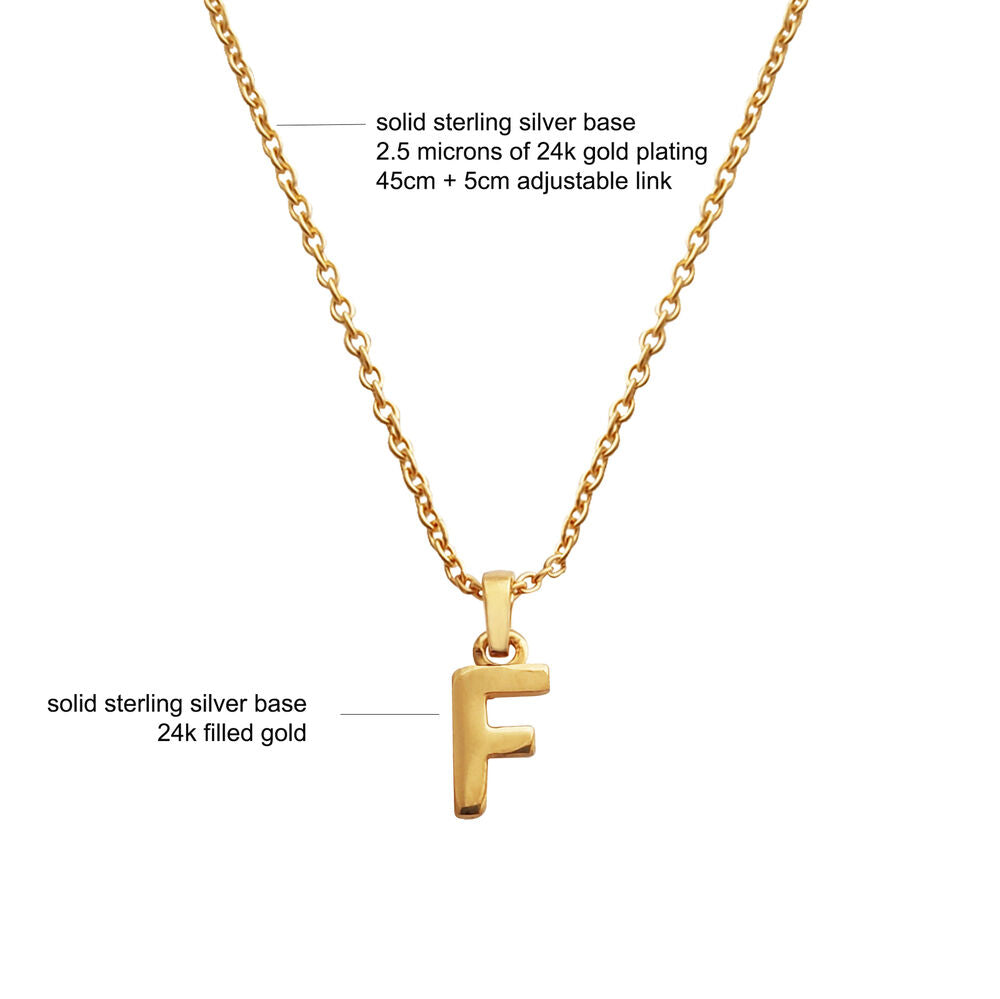 Culturesse 24K Gold Filled Initial F Pendant Necklace