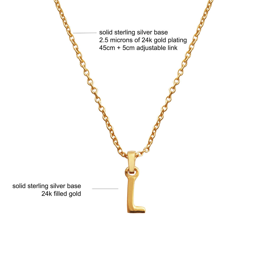Culturesse 24K Gold Filled Initial L Pendant Necklace