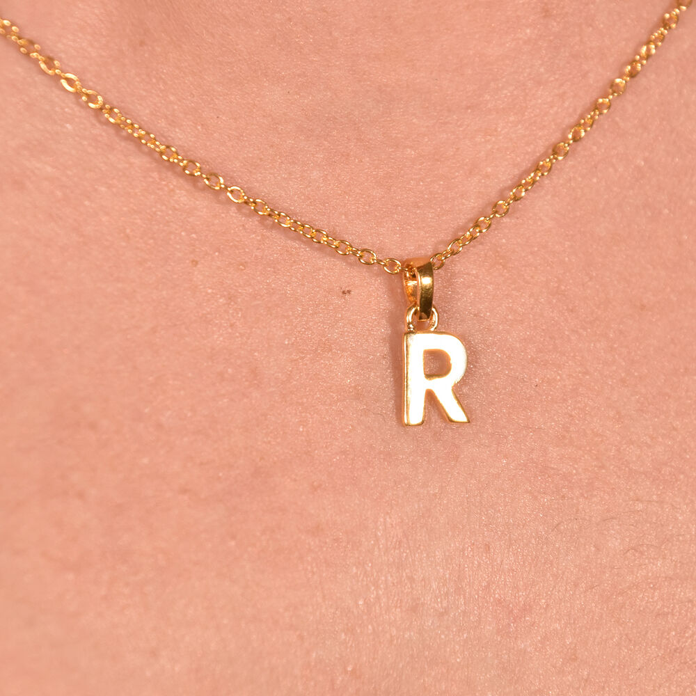 Culturesse 24K Gold Filled Initial R Pendant Necklace
