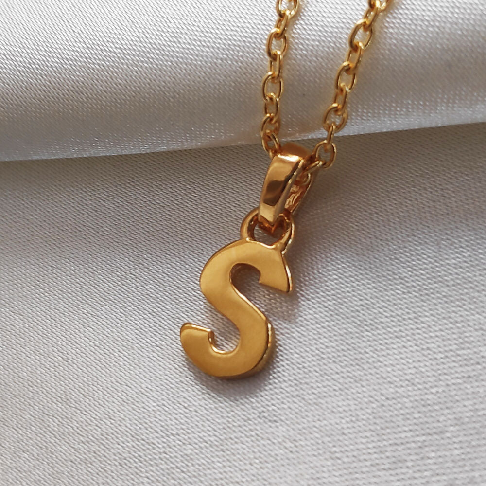 Culturesse 24K Gold Filled Initial S Pendant Necklace