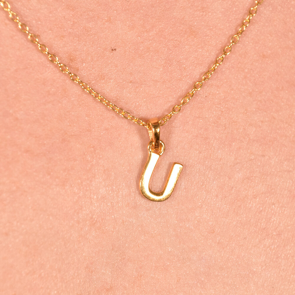 Culturesse 24K Gold Filled Initial U Pendant Necklace
