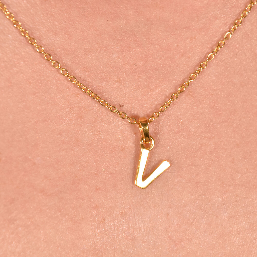 Culturesse 24K Gold Filled Initial V Pendant Necklace