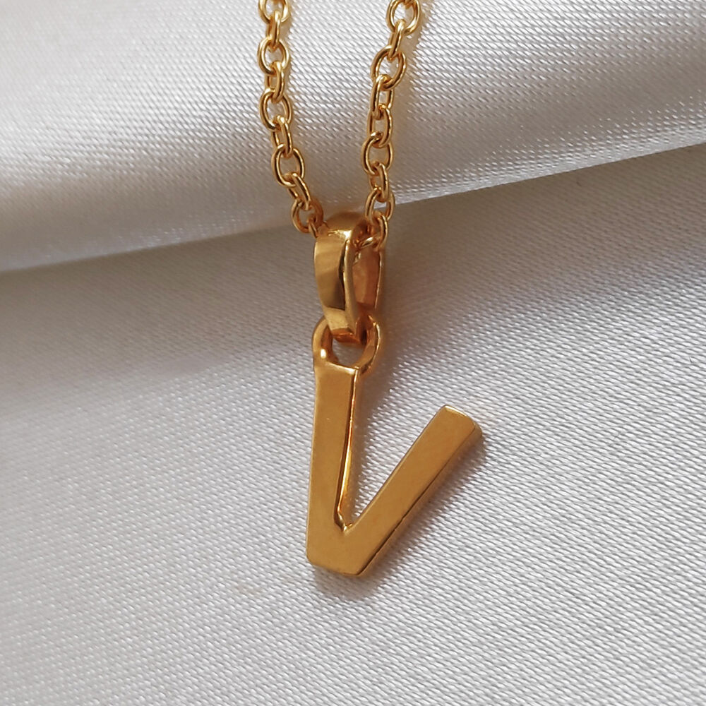 Culturesse 24K Gold Filled Initial V Pendant Necklace