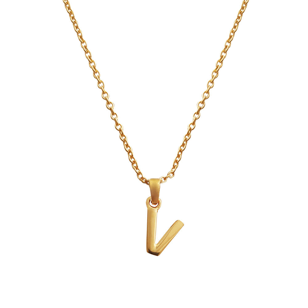 Culturesse 24K Gold Filled Initial V Pendant Necklace