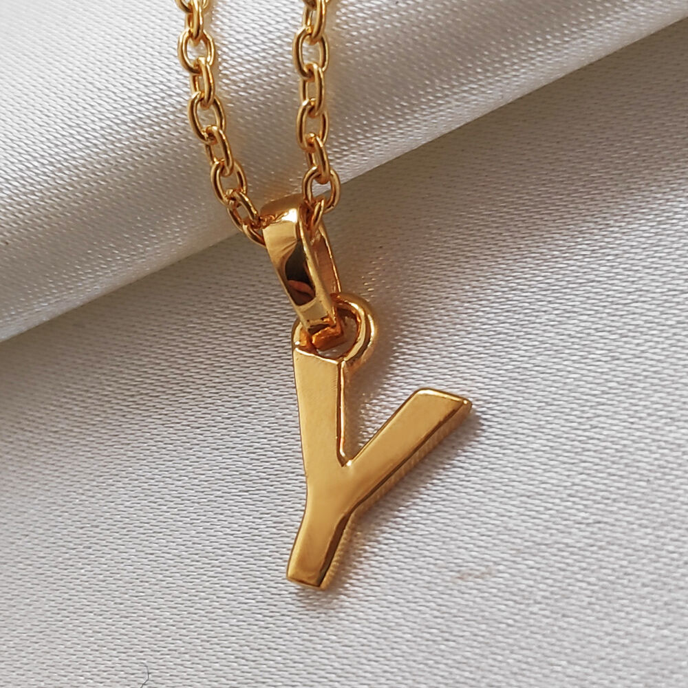 Culturesse 24K Gold Filled Initial Y Pendant Necklace