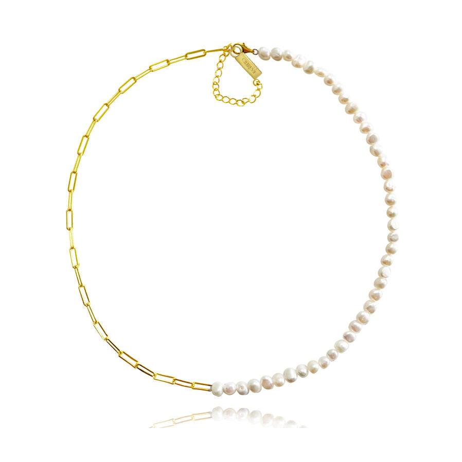 Culturesse Prairie Italian Silver Pearl Chain Necklace