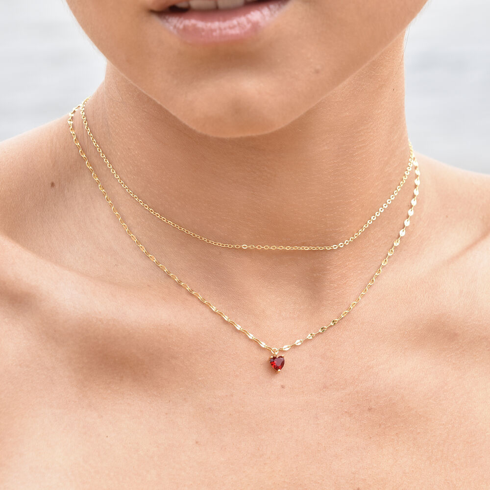 Culturesse Lorabelle French Dual Chain Heart Pendant Necklace