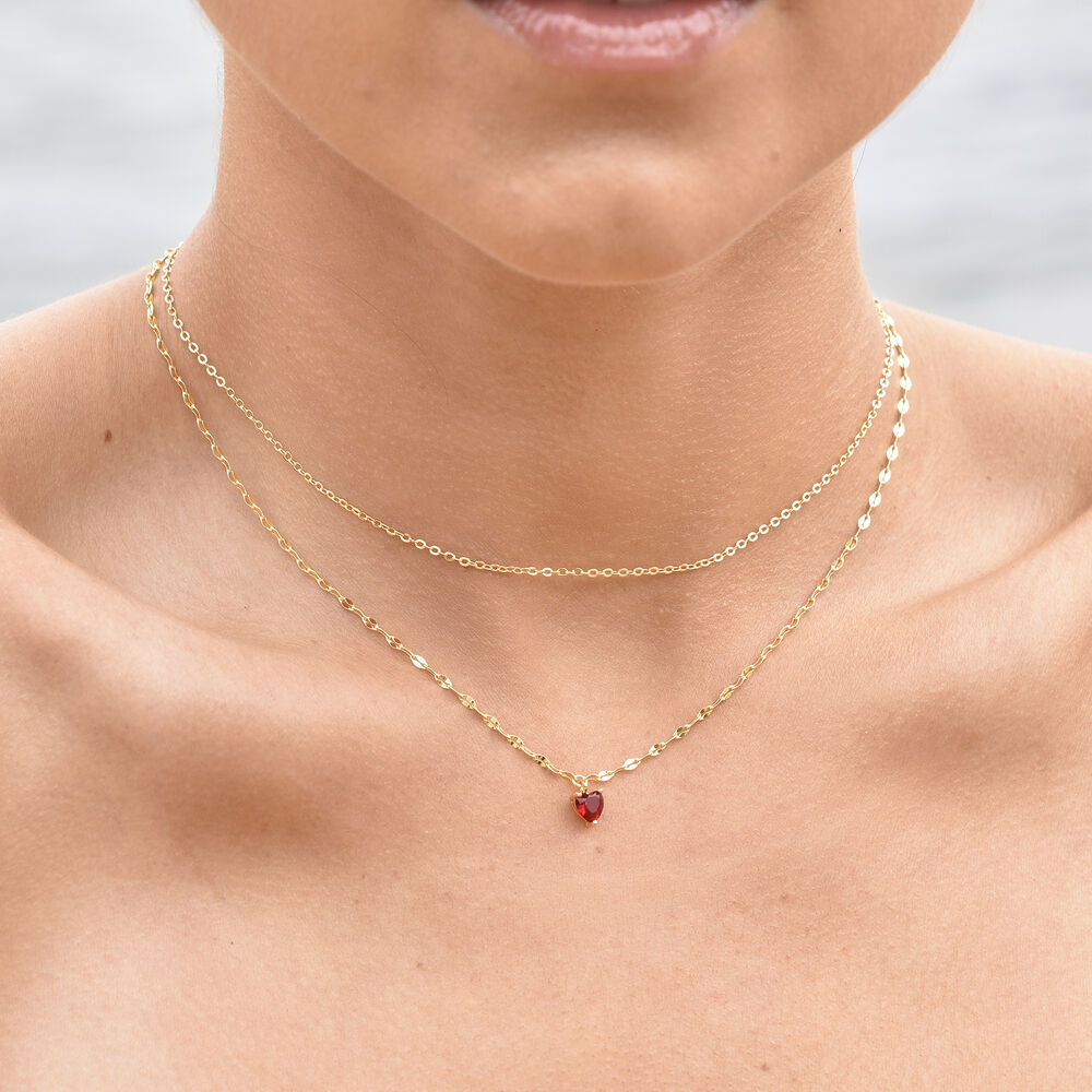 Culturesse Lorabelle French Dual Chain Heart Pendant Necklace
