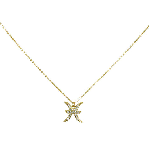 Culturesse Pisces Diamante Pendant Necklace (Gold)