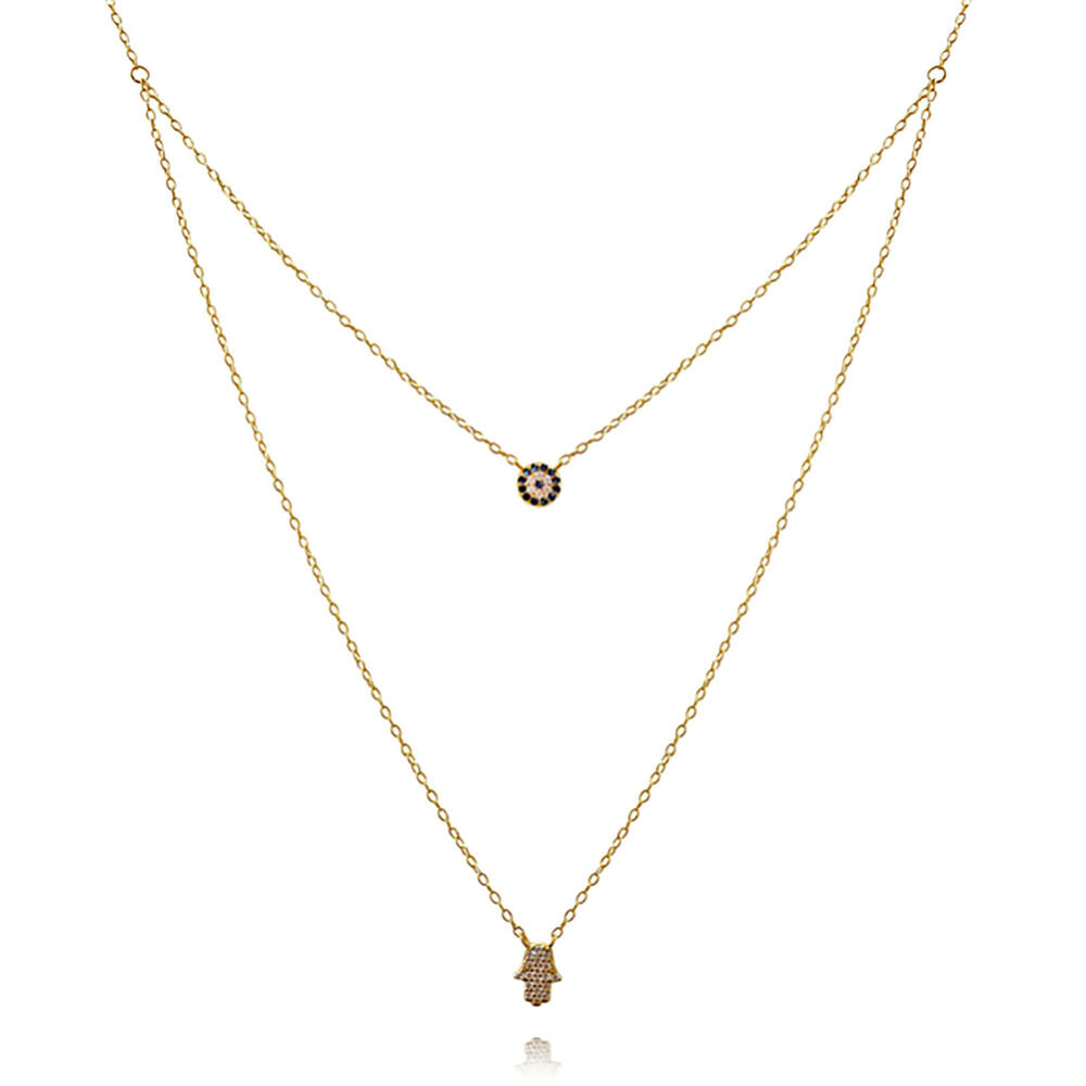 Culturesse Alara Luck Evil Eye Layering Necklace (Gold)