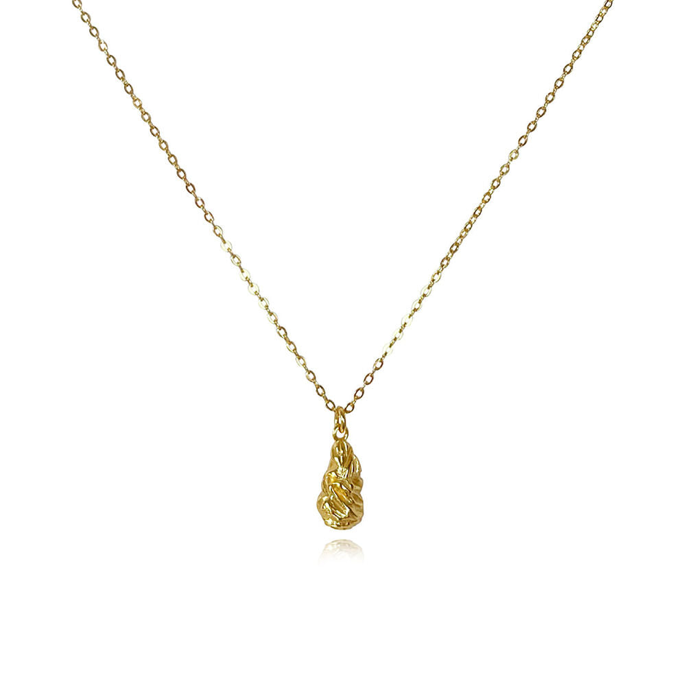 Culturesse Louna Artisan Textured Drop Pendant Necklace (Gold)