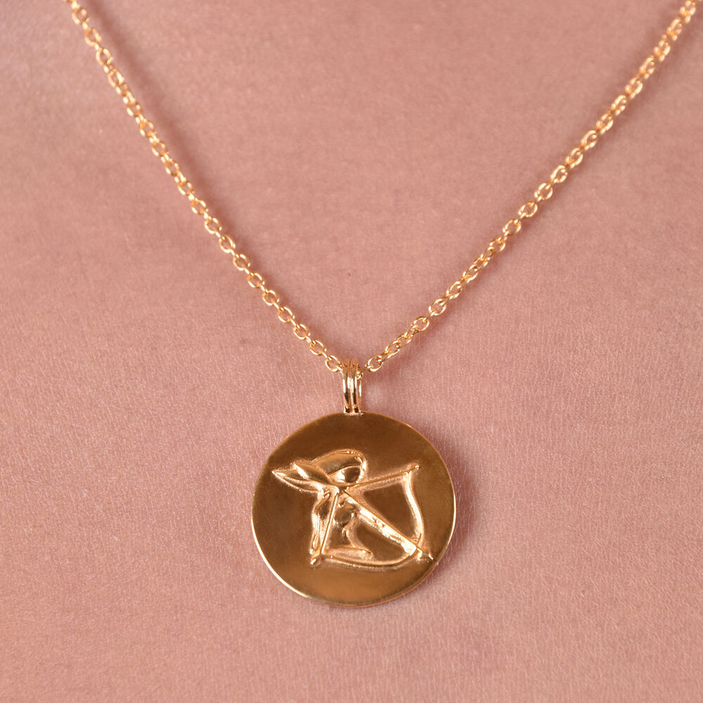Culturesse She Is Sagittarius Artisan 24K Gold Zodiac Pendant Necklace