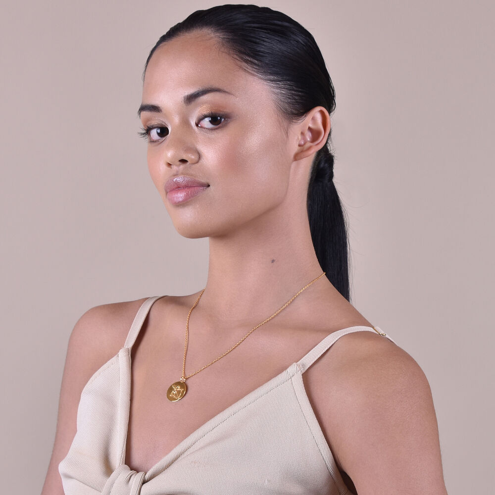 Culturesse She Is Sagittarius Artisan 24K Gold Zodiac Pendant Necklace